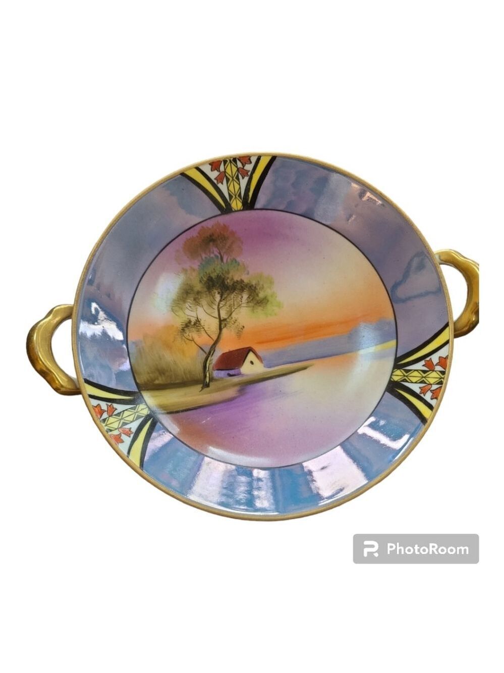 Antique Noritake Hand-Painted 1920s Bowl with Handles